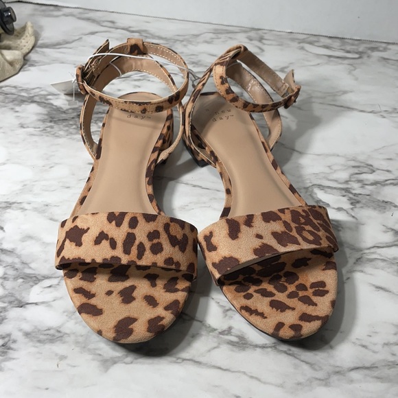 SALE!! NEW A New Day Leopard Microsuede Ankle Strap Sandals - Picture 1 of 5
